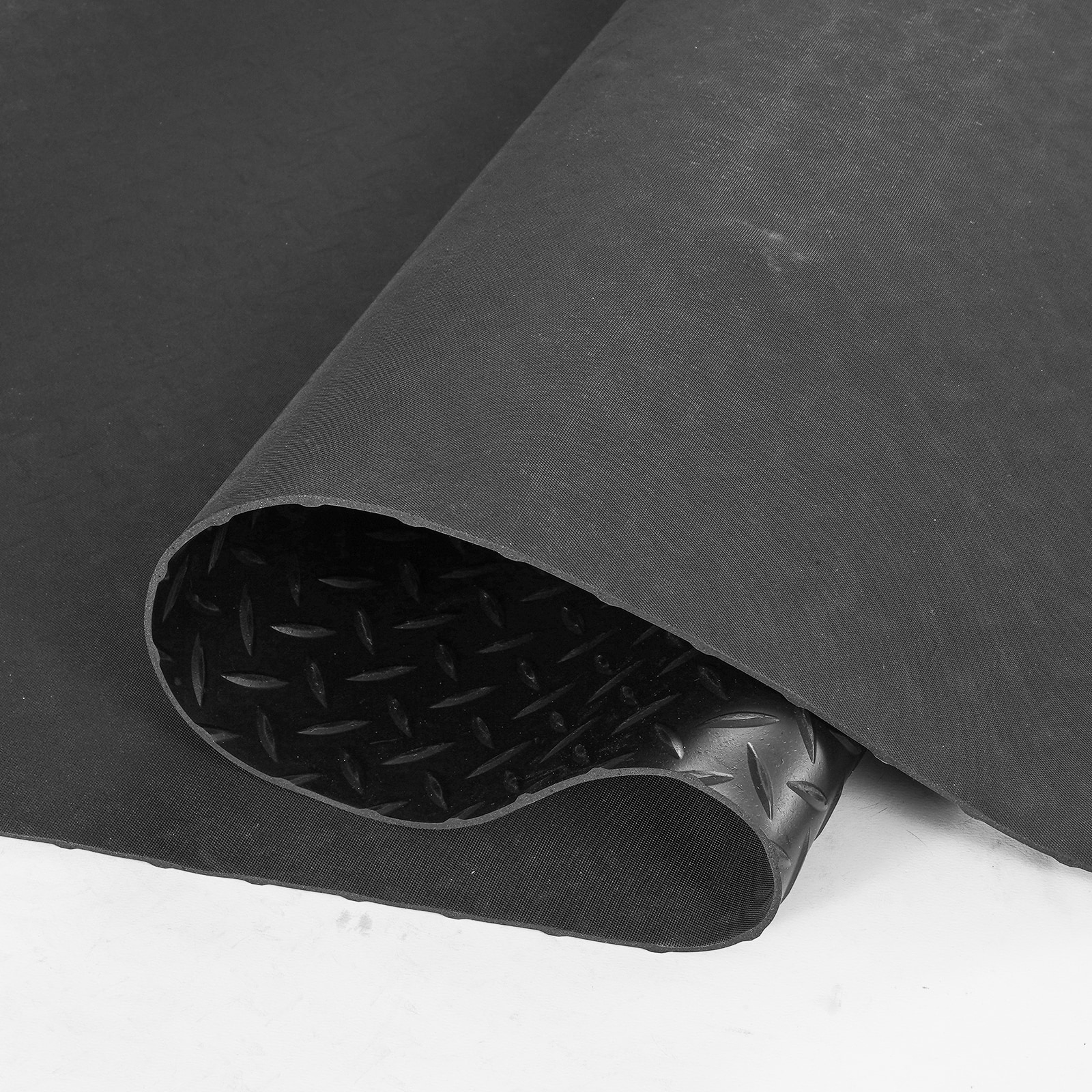 Diamond-plate Rubber Flooring Roll For Garage And Gym Use Black_voghion.com